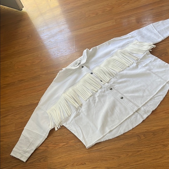 Haute Hippie White Utility Jacket Minimalist Design - Picture 6 of 8